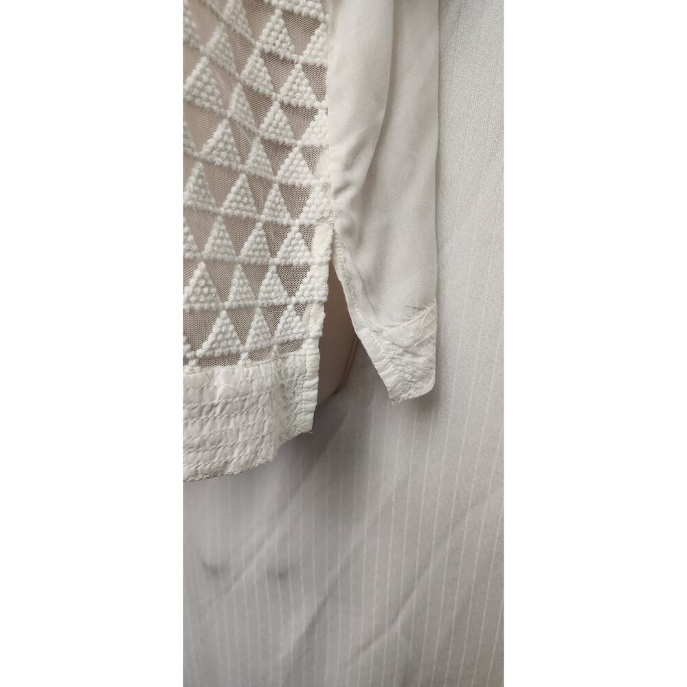 Stylus Round Neck Off White Short Sleeve Blouse Size XL - Picture 5 of 8